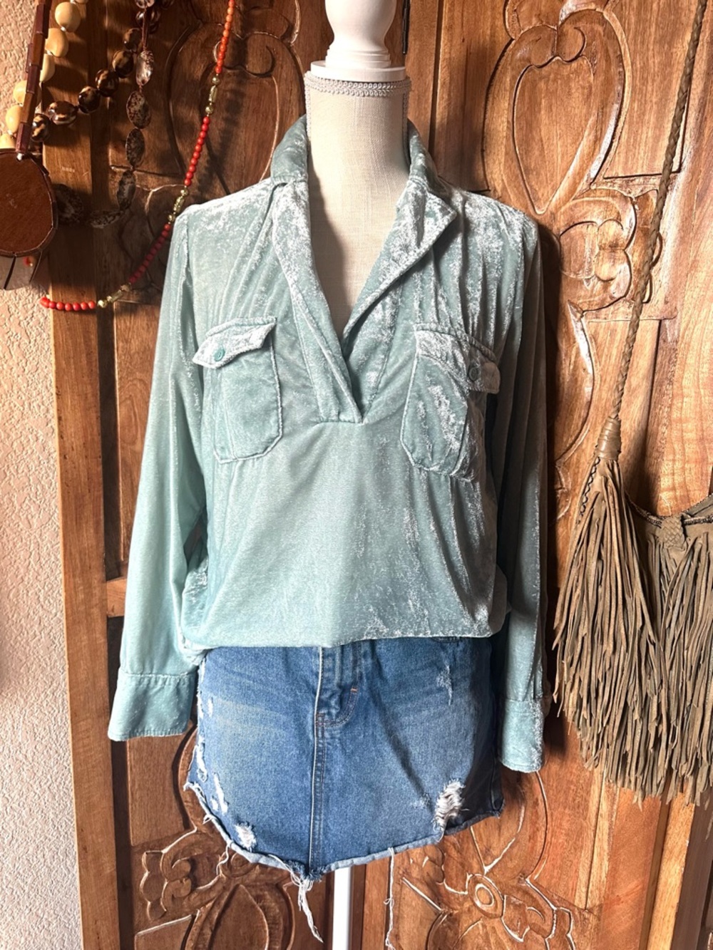 J CREW velvet long sleeve top.